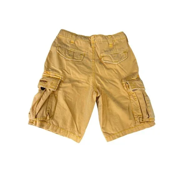 True Religion Mens Yellow Cargo Comfort Shorts Size 28 With Drawstring & Pockets - Picture 1 of 10